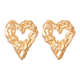 Pleated Lava Hollow Heart-shaped Earrings – Gifts for Couples — 3