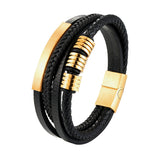 Men's Titanium Steel Leather Woven Bracelet – Jewelry Gift Ideas — 2