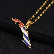 Vintage Stainless Steel Drop Oil Map Pendant – Jewelry Gift Ideas — 2