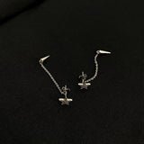 Star Long Fringe Chain Cone Silver Stud Earrings – Holiday Gift Ideas — 3