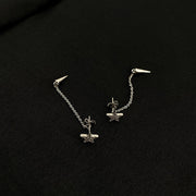 Star Long Fringe Chain Cone Silver Stud Earrings – Holiday Gift Ideas — 3