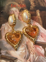 Pearl Heart Middle Ancient Glaze Earring Ear Clip – Jewelry Gift Ideas — 6