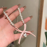 Color Bow Beaded Necklace Female Flower Short – Jewelry Gift Ideas — 11