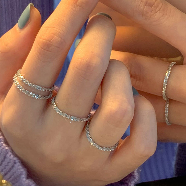 Sparkling Element Ring Silver Ring Simple Female Style – Stylish Gifts — 1