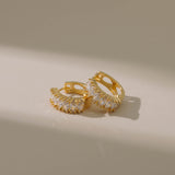 Women's Real Gold Electroplated Zircon Round Earrings – Gifts for Her — 9