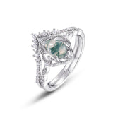 Female S925 Silver Inlaid Green Moss Stone Ring – Gifts for Her — 12