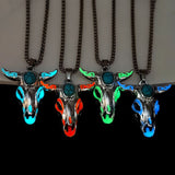 Men's Turquoise Gemstone Bull Head Luminous – Jewelry Gift Ideas — 15