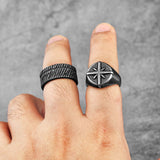 Geometric Vintage Titanium Men's Compass Ring – Gifts for Him — 2