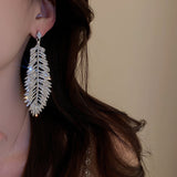 Women's Studded Leaf Feather Earrings – Gifts for Her — 3