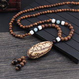 Men's And Women's Ethnic Necklaces Retro Wooden Beads – Gifts for Her — 12