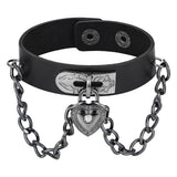 Gothic Heart-Shape Lock Link Leather Metal Snap – Jewelry Gift Ideas — 4