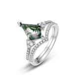 Female S925 Silver Inlaid Green Moss Stone Ring – Gifts for Her — 4
