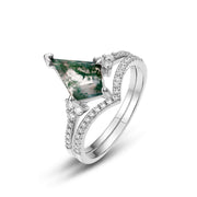 Female S925 Silver Inlaid Green Moss Stone Ring – Gifts for Her — 4