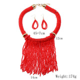 Ethnic Style Tassel Bead Necklace And Earrings Suite – Stylish Gifts — 7