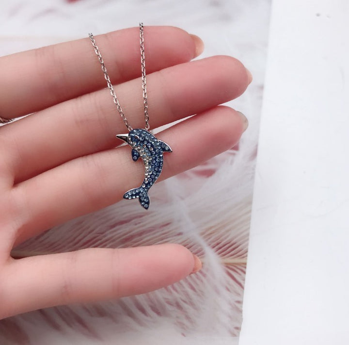 Gradual Flashing Blue Diamond Dolphin Female – Jewelry Gift Ideas — 1
