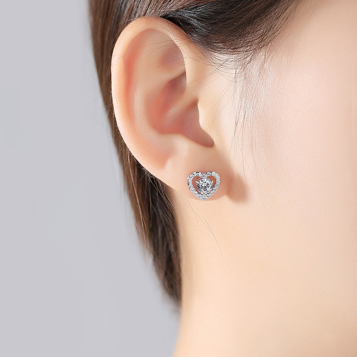 Ladies Zircon Fashion Hypoallergenic Heart Earrings – Stylish Gifts — 1