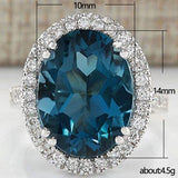 Elegant Ladies Egg Shape Peacock Blue Zircon Ring – Gift Ideas — 3