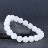 Hotan White Jade Goat Fat Round Bead Bracelet – Jewelry Gift Ideas — 3
