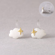 S925 Sterling Silver Star Cloud Stud Earrings – Small Gift Ideas — 3