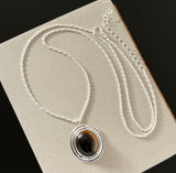 S925 Sterling Silver Oval Black Agate Necklace – Jewelry Gift Ideas — 3