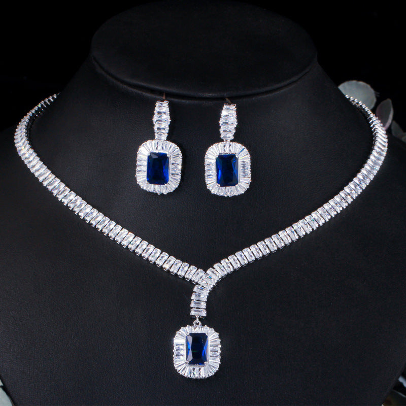 Platinum Zircon Earrings Necklace Set – Jewelry Gift Ideas — 1