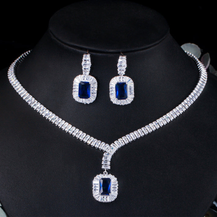 Platinum Zircon Earrings Necklace Set – Jewelry Gift Ideas — 1