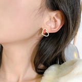 S925 Silver Needle Asymmetric Tassel Love Stud – Gifts for Couples — 14
