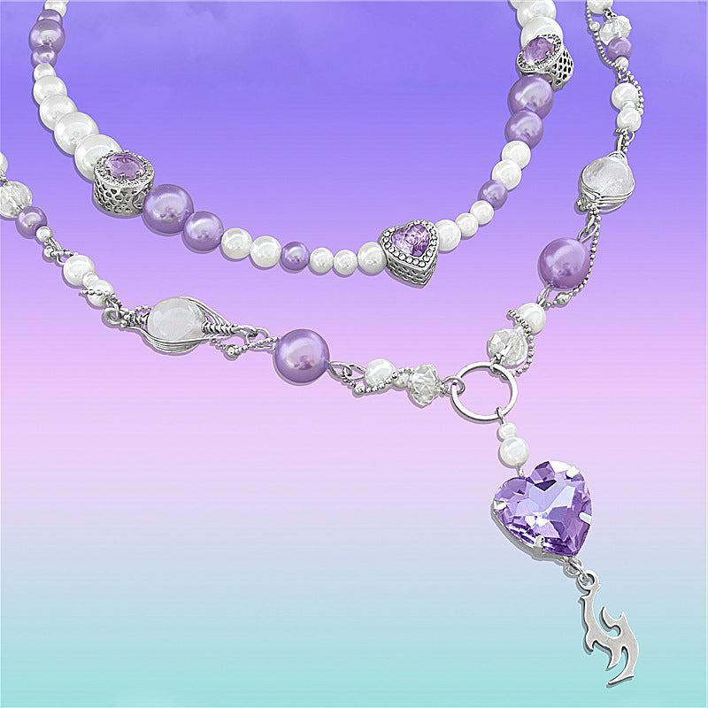 Small design purple pearl love necklace – Jewelry Gift Ideas — 1