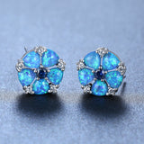 Hot Selling Platinum Opal Diamond Flower Stud Earrings – Gifts for Her — 5