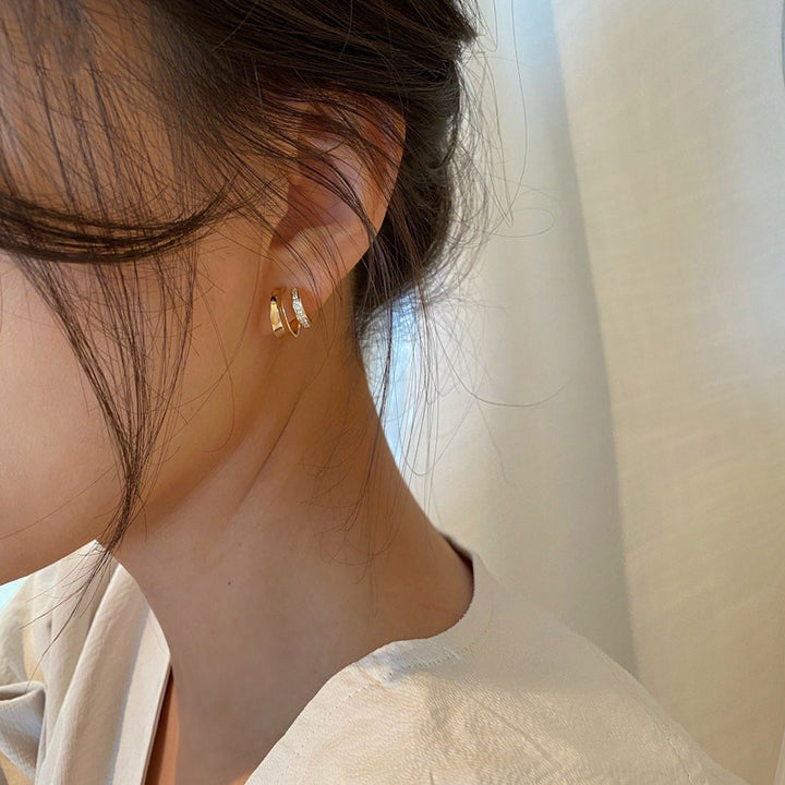 Simple Double-layer Copper-plated Women's Ear Studs – Gifts for Her — 1