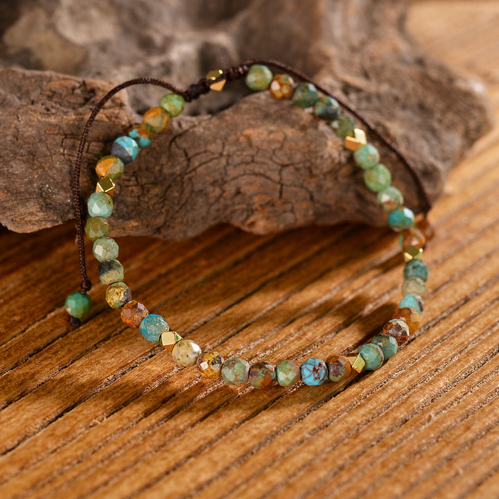 Natural African Turquoise Braided Bracelet – Jewelry Gift Ideas — 1