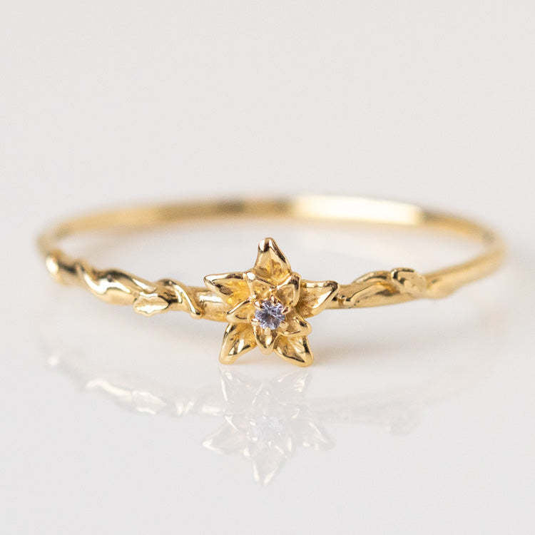 12yue Flower Birthstone Ring Copper Inlaid Zircon – Everyday Gifts — 16