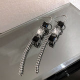 925 Silver Needle Crystal Chain Earrings European – Stylish Gifts — 4