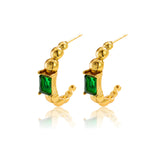 Fashion Emerald Zircon C- Shaped Earrings – Stylish Gifts — 3