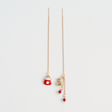 Guochao Original Lucky Cat Sakura Long Earrings – Cat Lover Gifts — 1