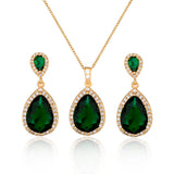 Bright Big Zircon Water Drops Necklace Eardrops – Gifts for Couples — 12