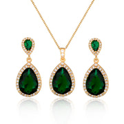 Bright Big Zircon Water Drops Necklace Eardrops – Gifts for Couples — 17