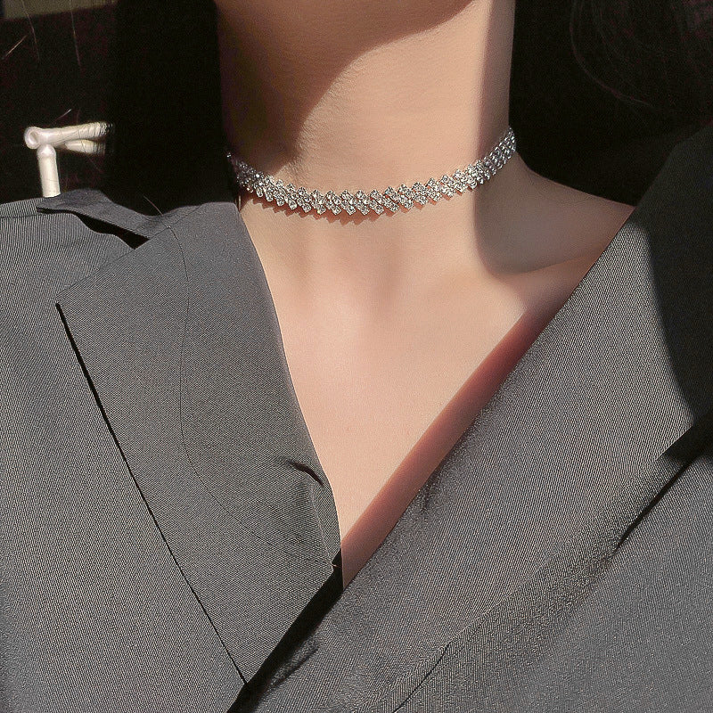 Simple Full Diamond Necklace Choker Collar Japan – Jewelry Gift Ideas — 1
