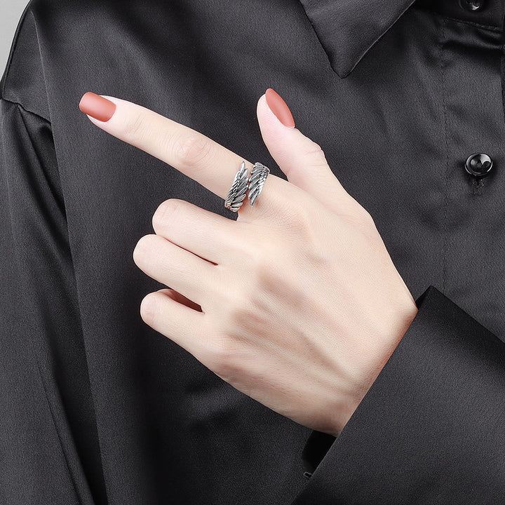 Love Couple Plain Silver Ring Angel Wings – Gifts for Couples — 1