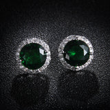 Round Sapphire Blue Red Stud Earrings AAA Zircon – Jewelry Gift Ideas — 6