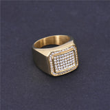 Rhinestone Square Ring Gold Color Stainless Steel – Meaningful Gifts — 1