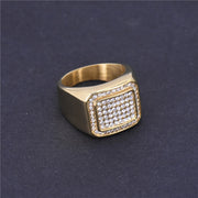 Rhinestone Square Ring Gold Color Stainless Steel – Meaningful Gifts — 1