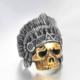 Vintage Fashion Indian Feather Skull Head Ring – Stylish Gifts — 3