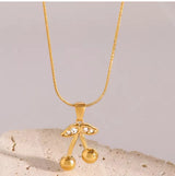 Stainless Steel Cherry Necklace Cute Earrings – Jewelry Gift Ideas — 4