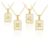Stainless Steel Square Shell Zodiac Necklace – Jewelry Gift Ideas — 19