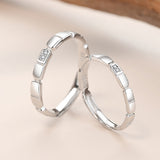 Simple Square Couple Ring Silver Men And Women – Gifts for Him — 4