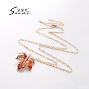 Maple Leaf Enamel Drip Glazed Long Necklace – Jewelry Gift Ideas — 10