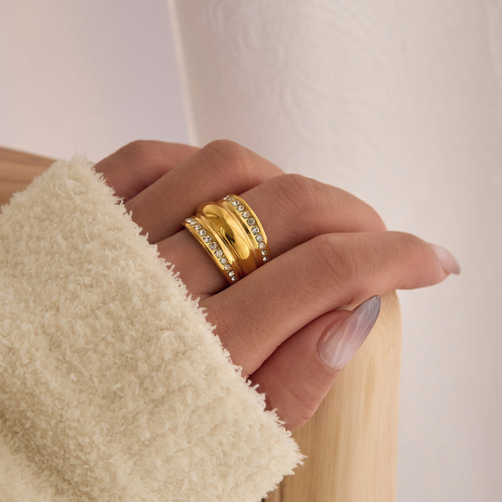Real Gold Plating Exquisite Gang Drill Pearl Ring – Stylish Gifts — 1