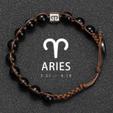 Natural Stone 12 Zodiac Obsidian Hand-woven Bracelet – Stylish Gifts — 16