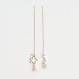 Guochao Original Lucky Cat Sakura Long Earrings – Cat Lover Gifts — 5